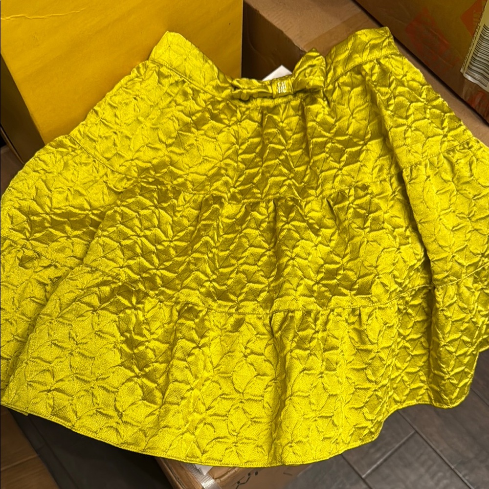 Carolina Herrera Yellow Textured Kids Skirt
